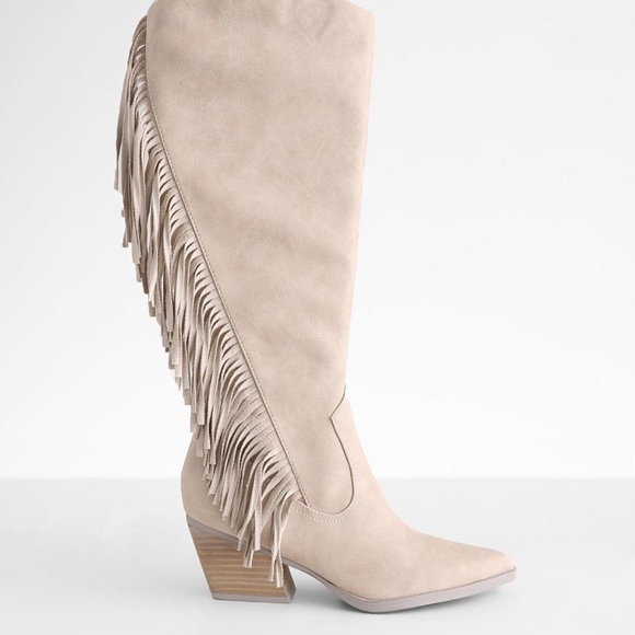 DV by Dolce Vita Buckle Khloe Fringe Western Boot Ivory Size 7 - Picture 2 of 12